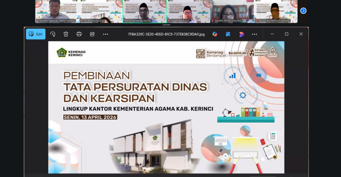 Pembinaan Tata Persuratan Dinas dan Kearsipan Digelar, Tingkatkan Profesionalisme Aparatur Kemenag Kerinci