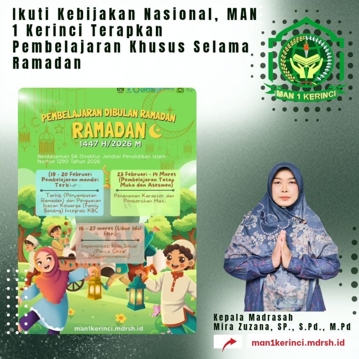 Ikuti Kebijakan Nasional, MAN 1 Kerinci Terapkan Pembelajaran Khusus Selama Ramadan