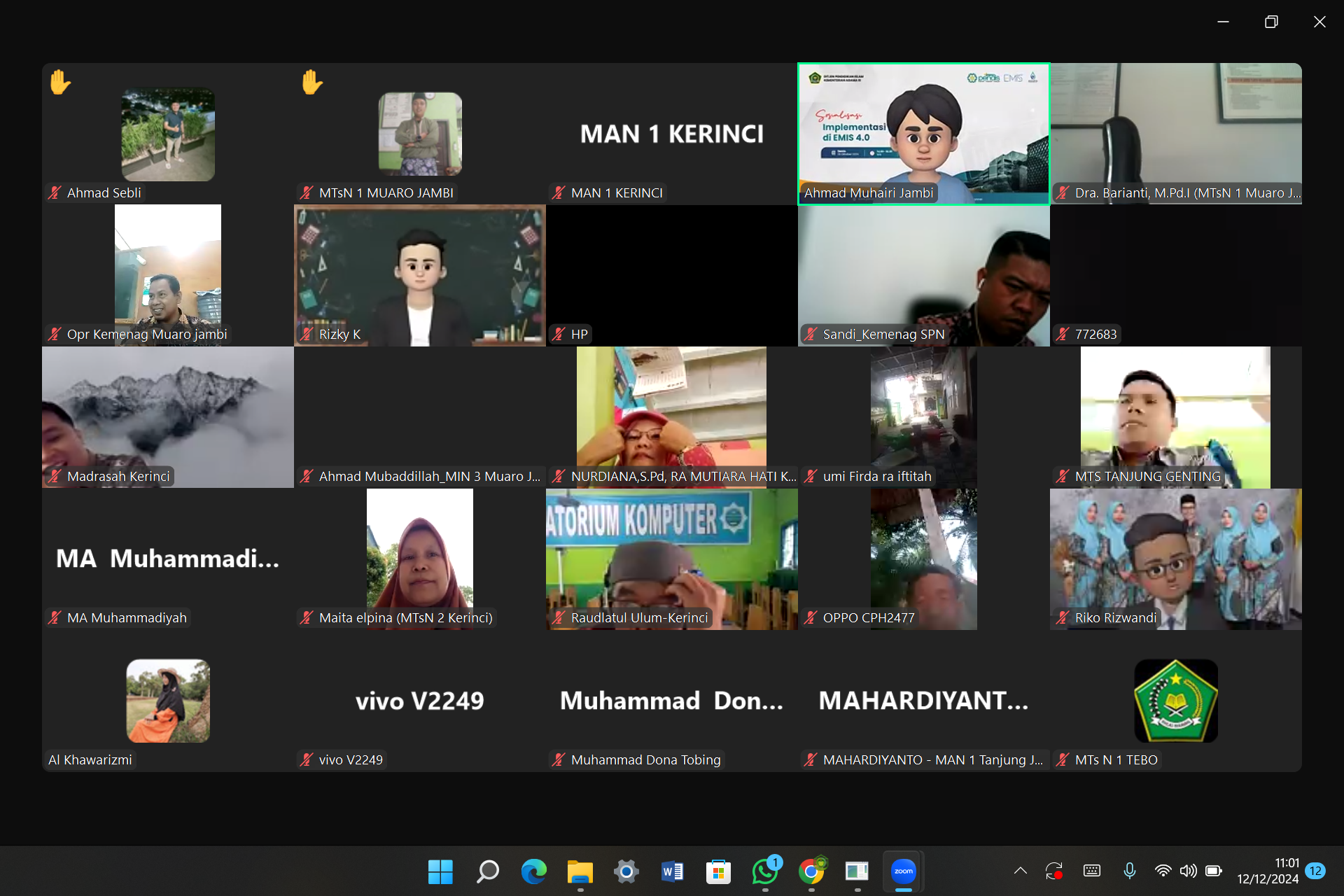 Operator EMIS MAN 1 Kerinci Ikuti Sosialisasi Implementasi EMIS Secara Daring