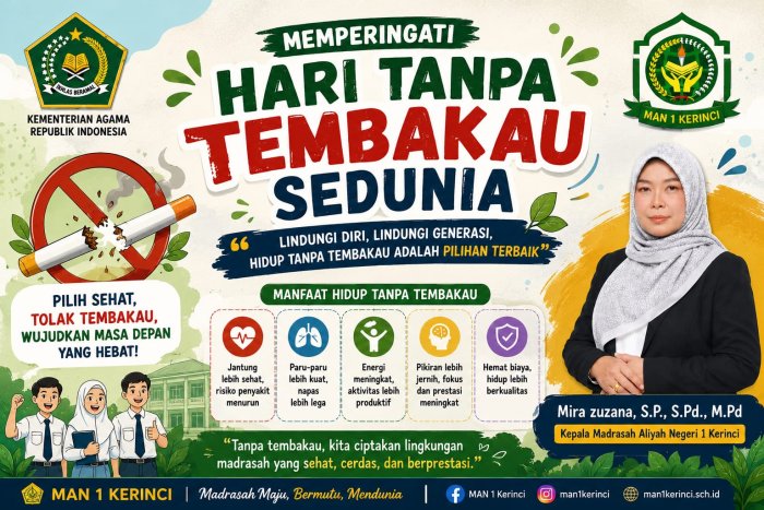 Peringatan Hari Tanpa Tembakau Sedunia 2026: MAN 1 Kerinci Tegaskan Komitmen Madrasah Sehat Bebas Asap Rokok