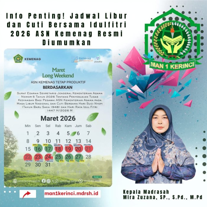 Info Penting! Jadwal Libur dan Cuti Bersama Idulfitri 2026 ASN Kemenag Resmi Diumumkan