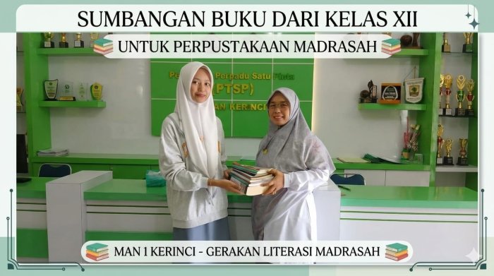 Siswa Kelas XII MAN 1 Kerinci Serahkan Sumbangan Buku untuk Perpustakaan Madrasah
