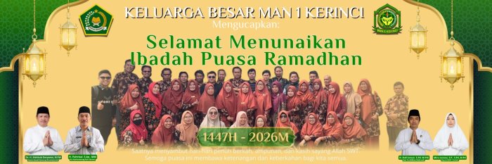Sambut Ramadhan 1447 H, Keluarga Besar MAN 1 Kerinci Sampaikan Ucapan dan Doa Penuh Makna