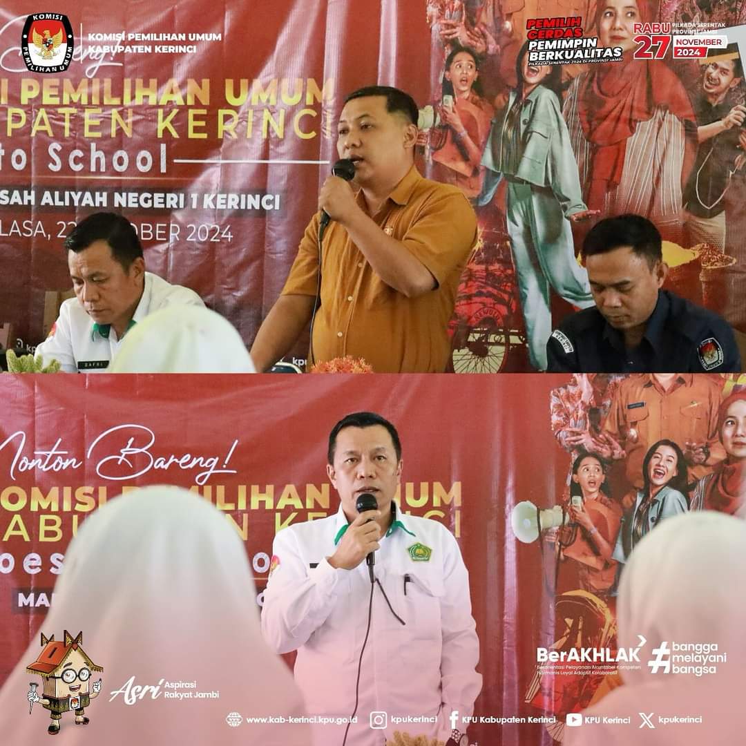 Pasca Kunjungan KPU Kabupaten Kerinci, Kepala MAN 1 Kerinci Himbau Siswa Sebagai Pemilih Pemula untuk Aktif Berpartisipasi pada Pilkada 2024