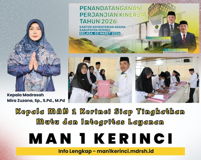 Kepala MAN 1 Kerinci Siap Tingkatkan Mutu dan Integritas Layanan