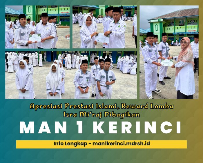 Apresiasi Prestasi Islami, Reward Lomba Isra Miraj Dibagikan di MAN 1 Kerinci