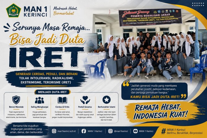 MAN 1 Kerinci Ikuti Sosialisasi IRET, Siswa Siap Jadi Duta Pencegahan Intoleransi dan Radikalisme MAN 1 Kerinci Ikuti Sosialisasi IRET, Siswa Siap Jadi Duta Pencegahan Intoleransi dan Radikalisme