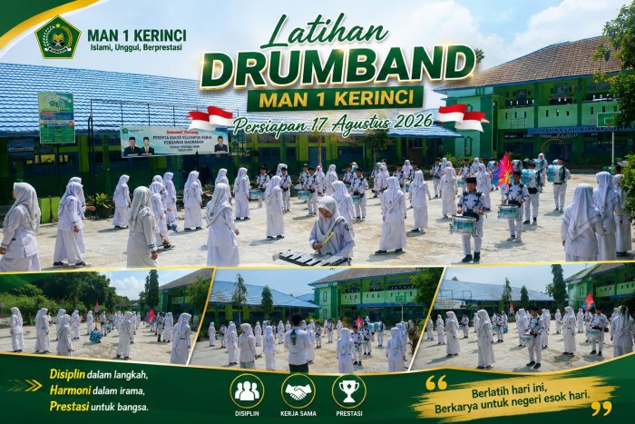 Latihan Drumband MAN 1 Kerinci Semakin Intensif, Persiapan Sambut HUT ke-81 RI