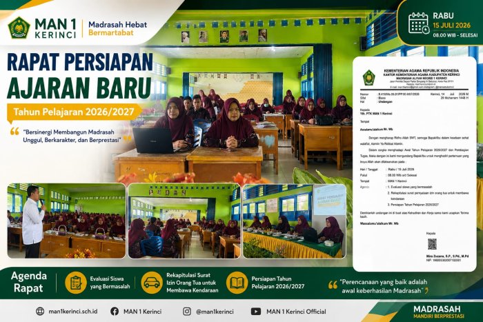 MAN 1 Kerinci Gelar Rapat Persiapan Awal Tahun Pelajaran 2026/2027 dan Pembagian Tugas PTK MAN 1 Kerinci Gelar Rapat Persiapan Awal Tahun Pelajaran 2026/2027 dan Pembagian Tugas PTK