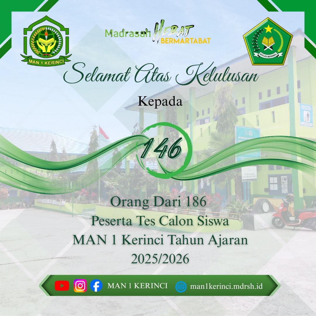PENGUMUMAN KELULUSAN CALON PESERTA DIDIK BARU MAN 1 KERINCI TAHUN PELAJARAN 2025/2026