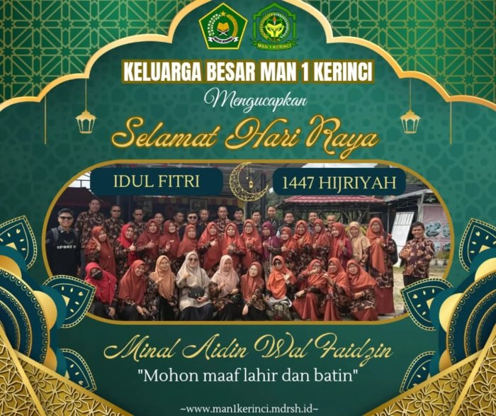 Penuh Makna dan Kebersamaan, Kepala MAN 1 Kerinci Sampaikan Ucapan Idul Fitri 1447 H