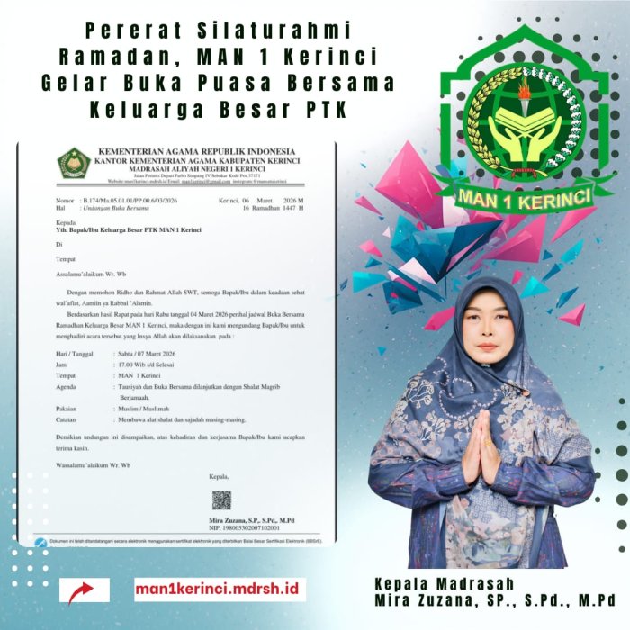 Pererat Silaturahmi Ramadan, MAN 1 Kerinci Gelar Buka Puasa Bersama Keluarga Besar PTK