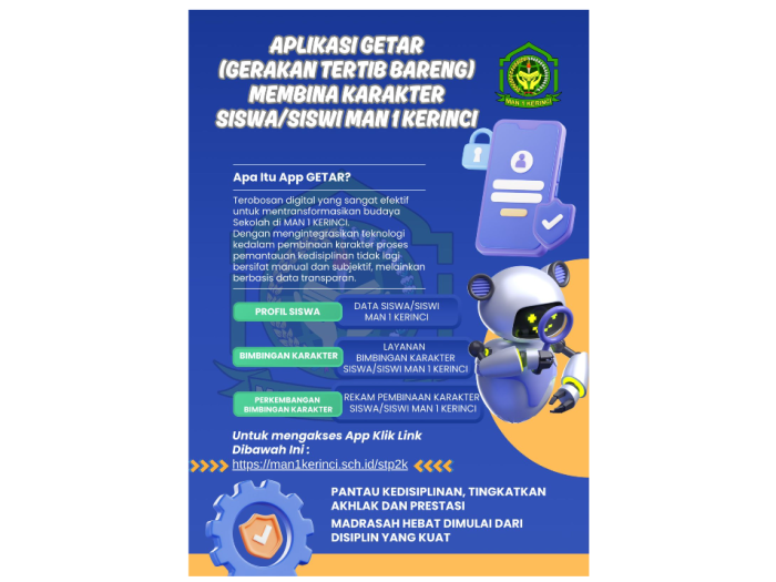 MAN 1 Kerinci Luncurkan Aplikasi GETAR, Inovasi Digital untuk Tingkatkan Disiplin dan Karakter Siswa