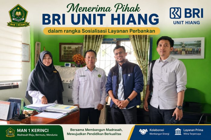MAN 1 Kerinci Terima Kunjungan BRI Unit Hiang, Perkuat Literasi Keuangan dan Sinergi Layanan Perbankan