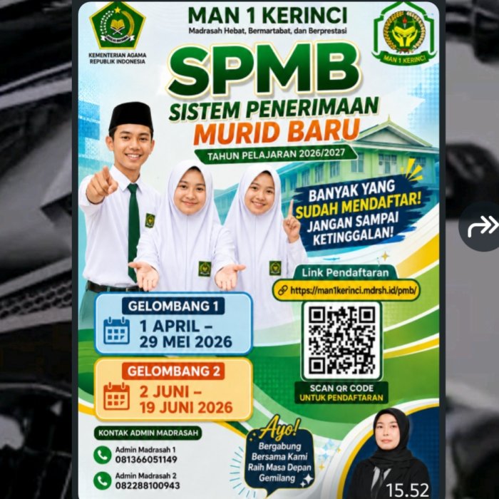 MAN 1 Kerinci Resmi Buka SPMB Tahun Pelajaran 2026/2027, Ayo Segera Daftar!