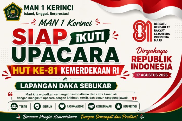 MAN 1 Kerinci Siap Ikuti Upacara HUT ke-81 Kemerdekaan RI di Lapangan DAKA Sebukar